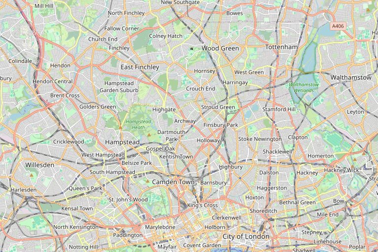 Map of Islington and the surrounding area